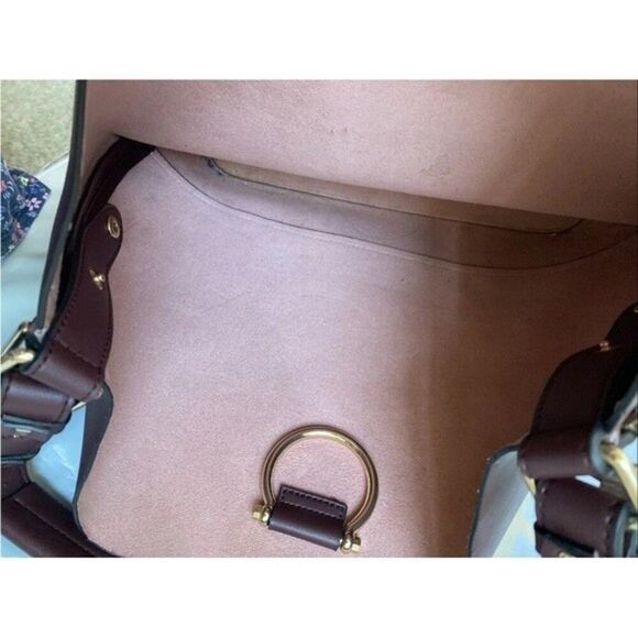 Faux Leather Purse Tote Crossbody & Shoulder Handbag Maroon Adjustable Strap - Picture 9 of 9